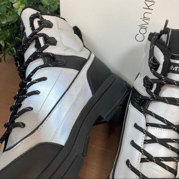 Calvin Klein Cillian Smooth Calf Reflective Boots Size 11.5 - Picture 6 of 9